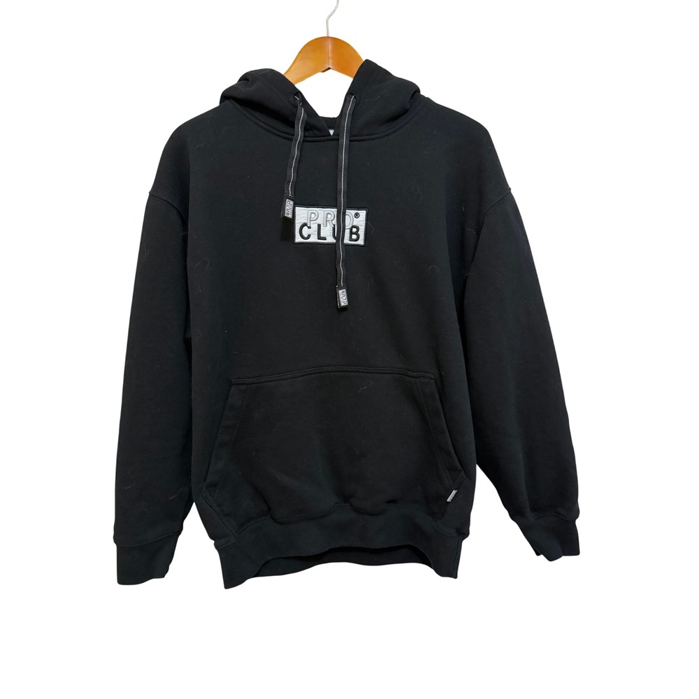 Pro Club Men Hoodie M Black Heavyweight Box Logo Pullover Streetwear Core Urban
